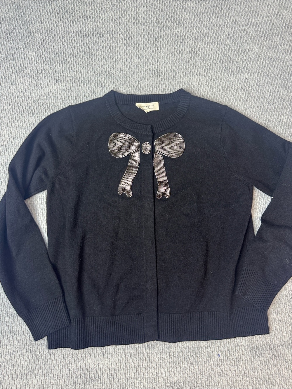 La Vila Milano Bow Cardigan Sweater Black Sz M